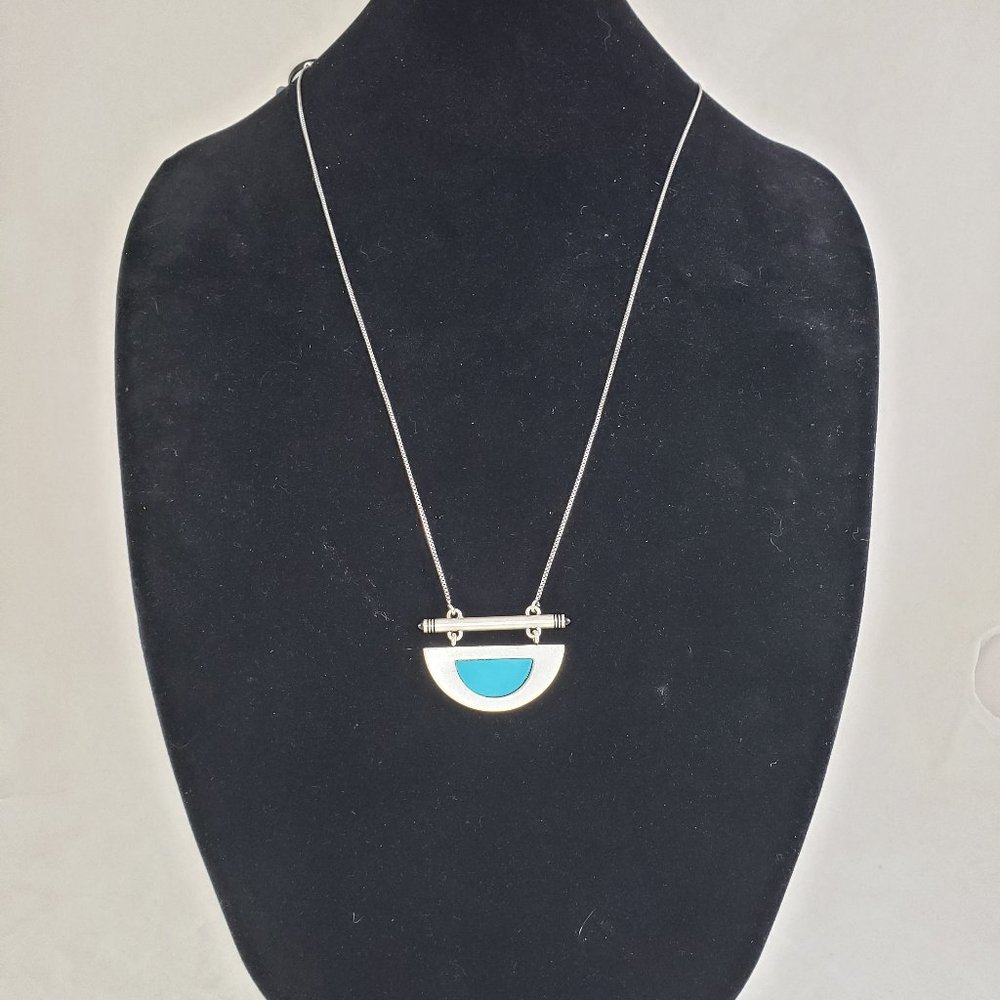 Madewell Silver & Turquoise Medallion Necklace